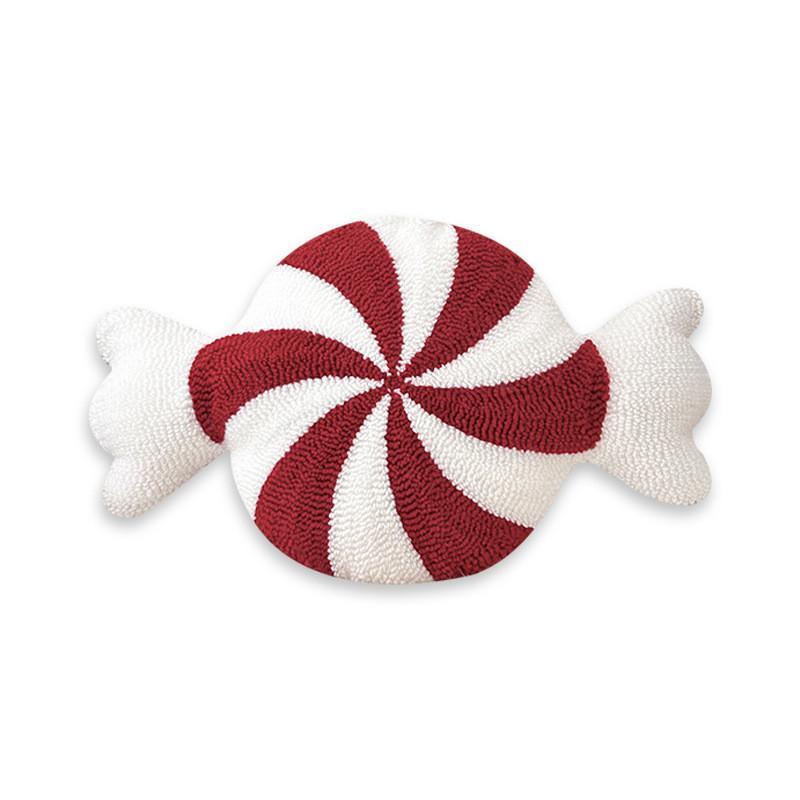 Christmas Round Cushion With Festive Pattern And Plush Faux Fur For Holiday Decor
