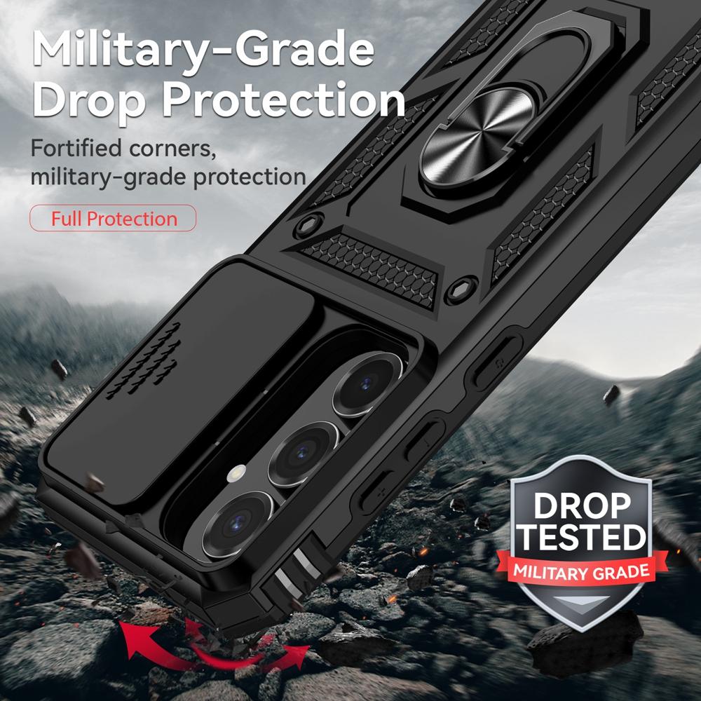 For Samsung Galaxy S25 FE 5G Case Slide Camera Lens Armor Phone Case For GalaxyS25 S25FE Magnetic Holder Ring Protect Cover