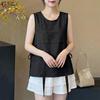 ZANZEA Top Gilet Casual da Donna con Laccetti Laterali, Girocollo, Senza Maniche