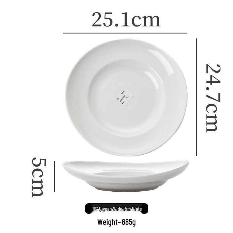 White High-Footed Ceramic Soup Bowl - Deep Plate for Home or Hotel Use