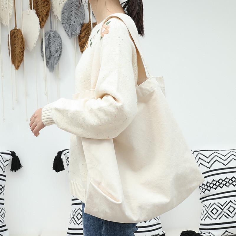 

IELGY Корейская версия повседневной литературной холщовой сумки, простая и вместительная большая сумка. бежевый