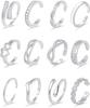 12Pcs Toe Rings Minimalist Thin Wire Cubic Zirconia Summer Beach Toe Rings Open Adjustable Foot Jewelry for Women Silver Tone