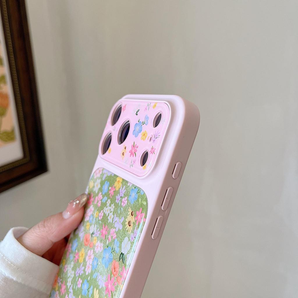 Pink Floral Pattern Drop-Proof Phone Case for iPhone 13/14/15/16/17 Pro Max, Female Edition.