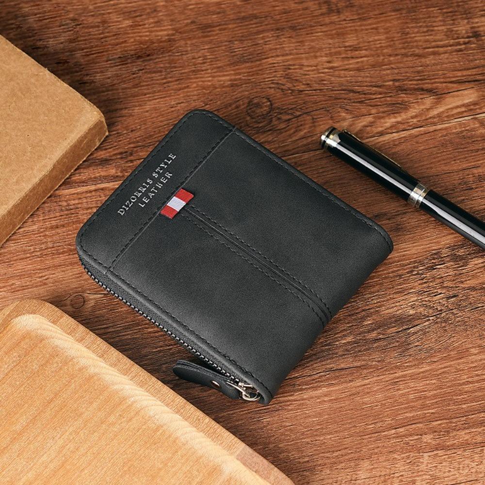 Herren Kurze Geldbörsen PU Reißverschluss Münzfach Faltbare Business Geldbörsen Lässige Clutch Tasche Geldklammer Geschenk Multi-Karten ID Tasche Kartenhalter