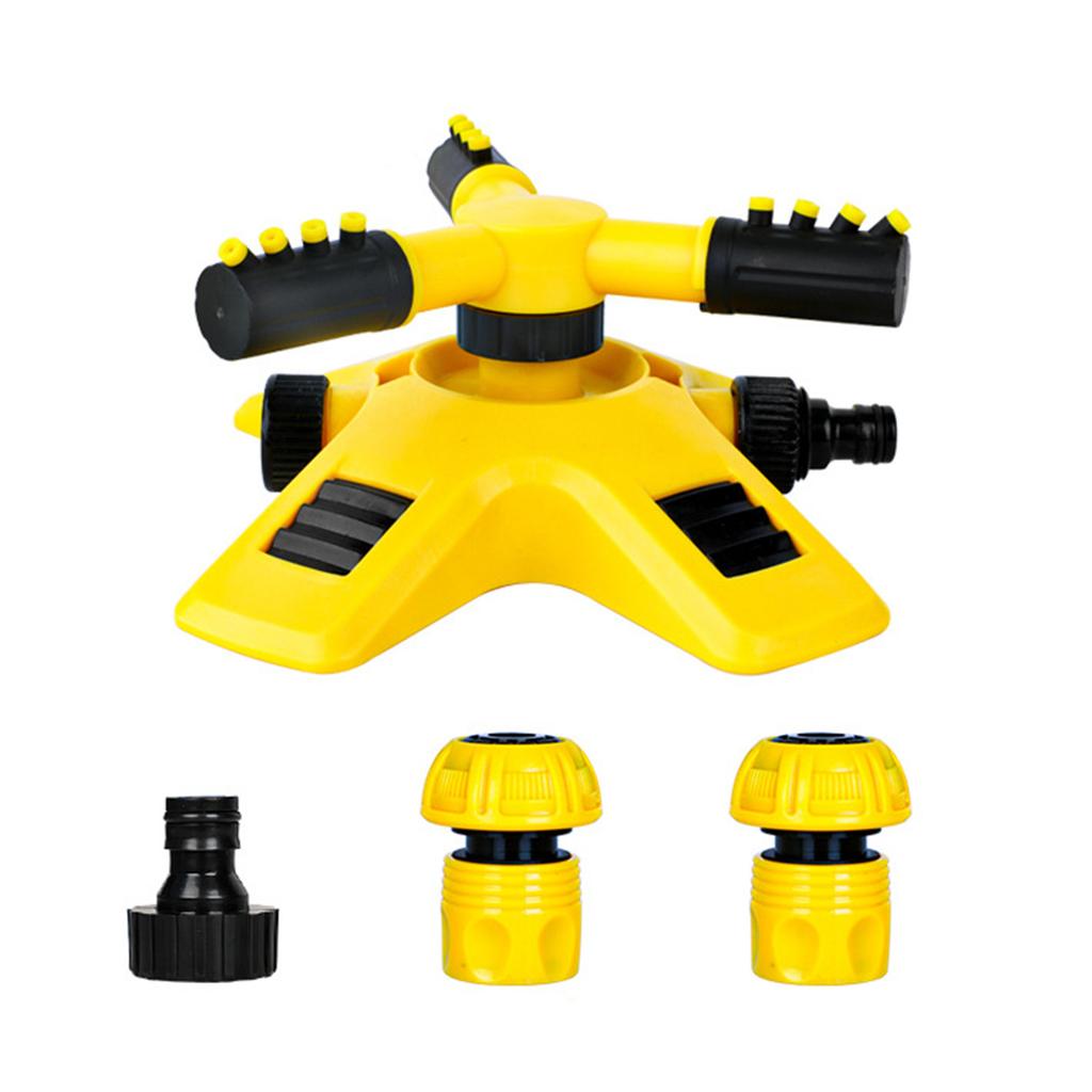 360 Degree Automatic Rotating Lawn Sprinkler Watering System with Adjustable Spray Arms and Hose Connector for Garden Lawn Irrigation