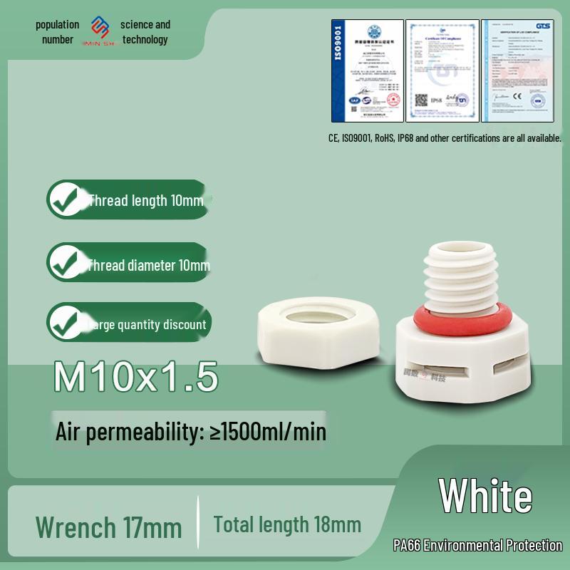 M12 Waterproof Breathable Nylon Automatic Vent and Pressure Relief Valve for Fermentation
