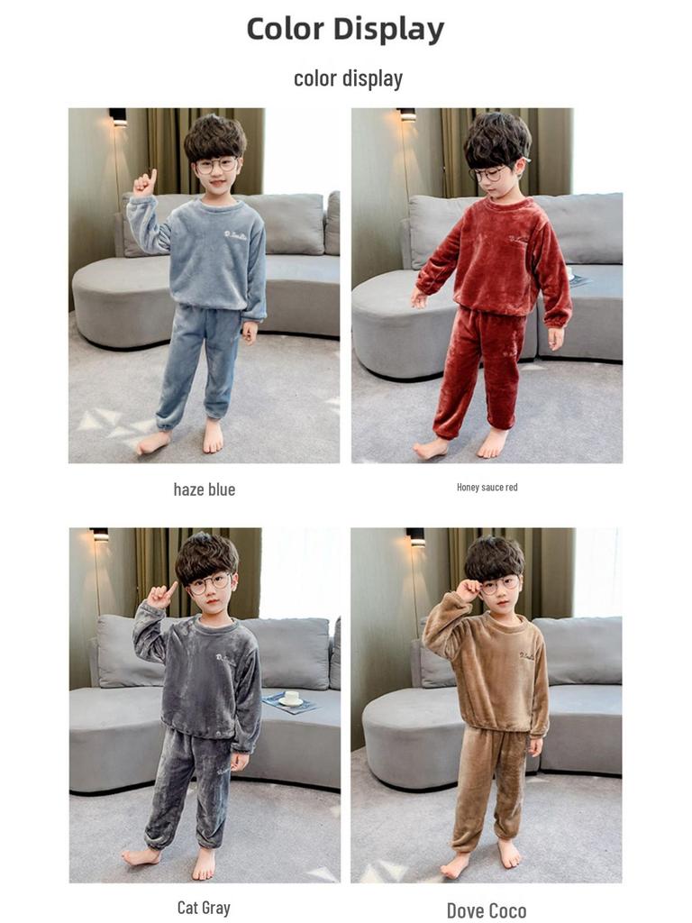 Parent-Child Flannel Pajama Set: Coral Fleece for Baby, Kid, Adult - Autumn/Winter Homewear