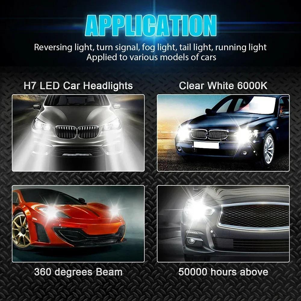 H7 LED Headlight Bulb Kit Car Fog Light 110W Super-Bright 6000k White Headlamp High Low Beam For Vehicles