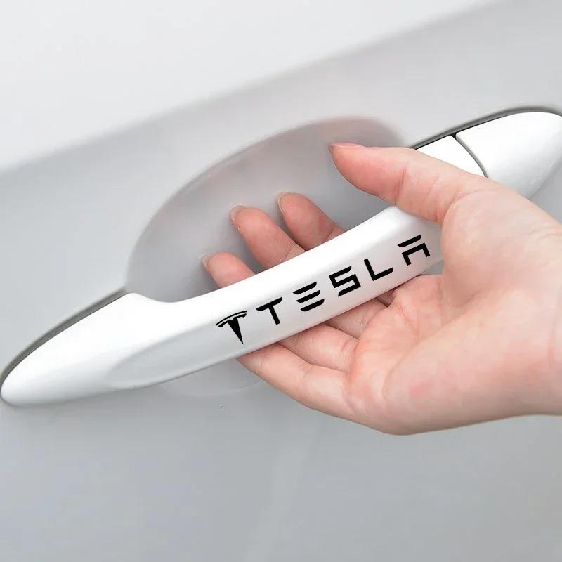 Autoaufkleber 2025 Neu Tesla 4 Stück Auto Türgriff Aufkleber Reifen Rückspiegel Aufkleber Für Tesla Model 3 Model X S 2016-2020 Deca