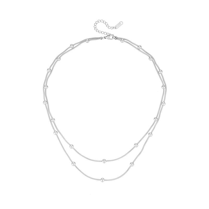 Edelstahl Doppellagige Schlangenkette Halskette, Modischer Vergoldeter Titanstahl, Nicht-Verblassendes Design.