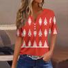 Women's T Shirt Tee Print Button Short Sleeve Daily Weekend Fashion Basic V- Neck Regular Top
