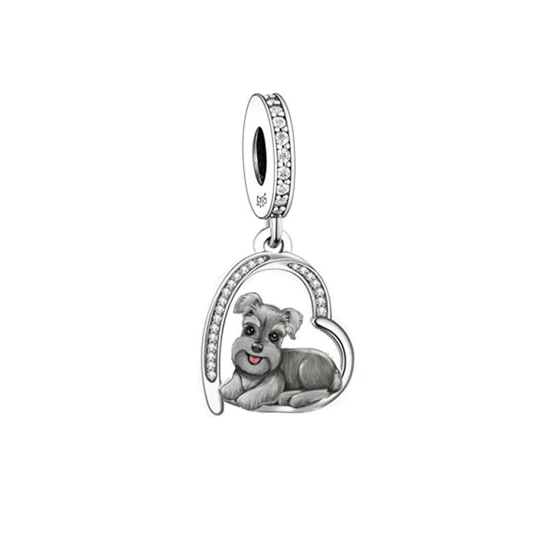 Fit Original Pan Charm Braceletcopper Yorshire Chihuahua Schnauzer Pomeranian Poodle Dog Bead For Making Women Berloque Diy