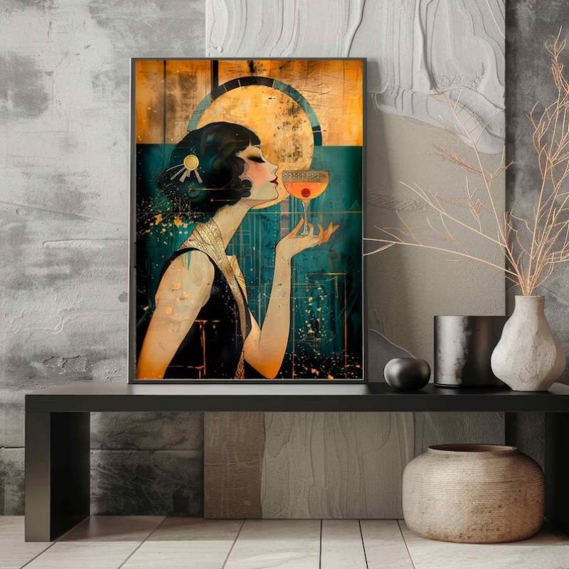 Retro Abstract Art Deco Style Great Gatsby Daisy Woman 1920s Poster Wall Pictures Canvas Painting Vintage Home Interior Decor