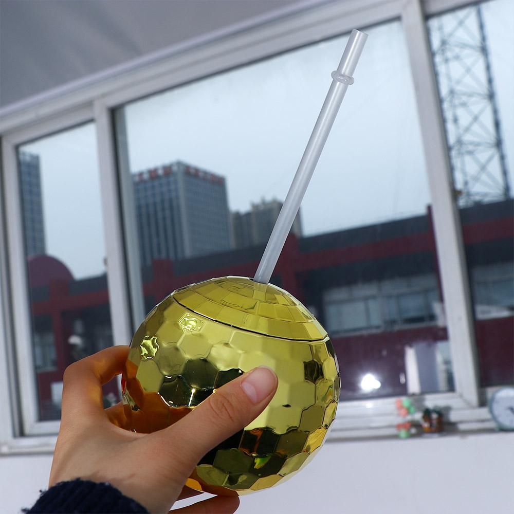 Nightclub with Straw Sparkly Flashlight Disco Ball Cup Wine Goblets Cocktail Bar Tools