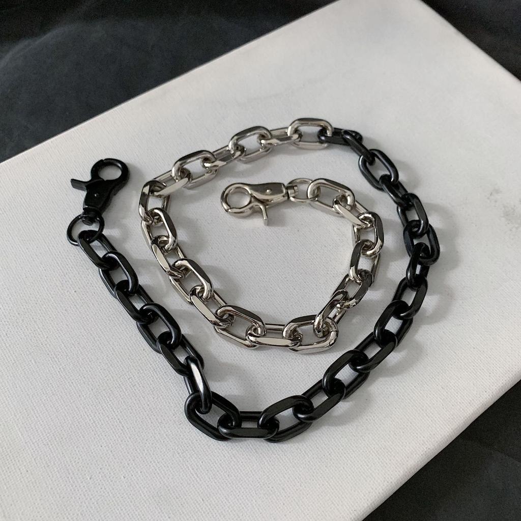 Trendy Punk Hip-Hop Leather Belt Waist Chain for Men And Women Silver Metal Pants Chain Accessory for Jeans