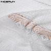 INCERUN Summer Men's Long Sleeve See Through Mesh Net Yarn Shirts Tops