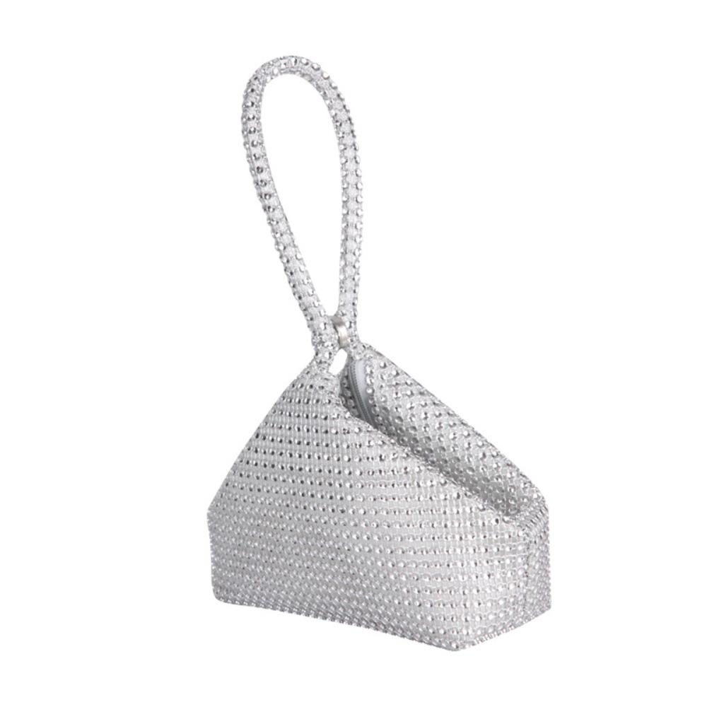 

Блестящий клатч с треугольным дизайном, кошелек на запястье для женщин серебряный