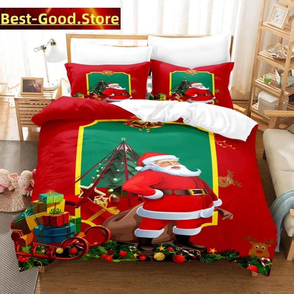 3D Christmas Quilt Cover Bedding Set Duvet Comforter Pillow Case Bed Linens Twin Queen King Double Full Single Bedroom
