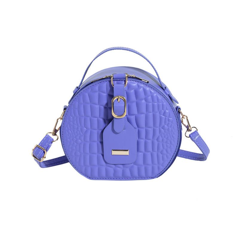 Popular Bag Women's Round Cake Bag Handbag 2024 New Fashion Foreign Style Women's Bag Crocodile Pattern Candy Color Messenger Bag