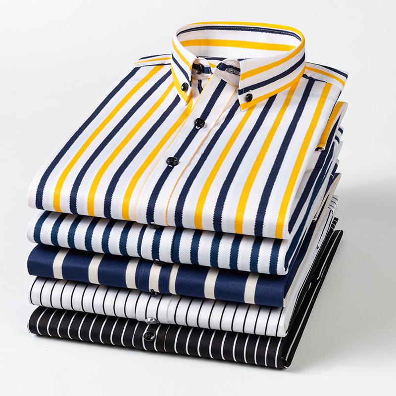 Men's long sleeve shirt Casual stripe non-ironing high quality slim comfortable breathable fashion top spring summer
