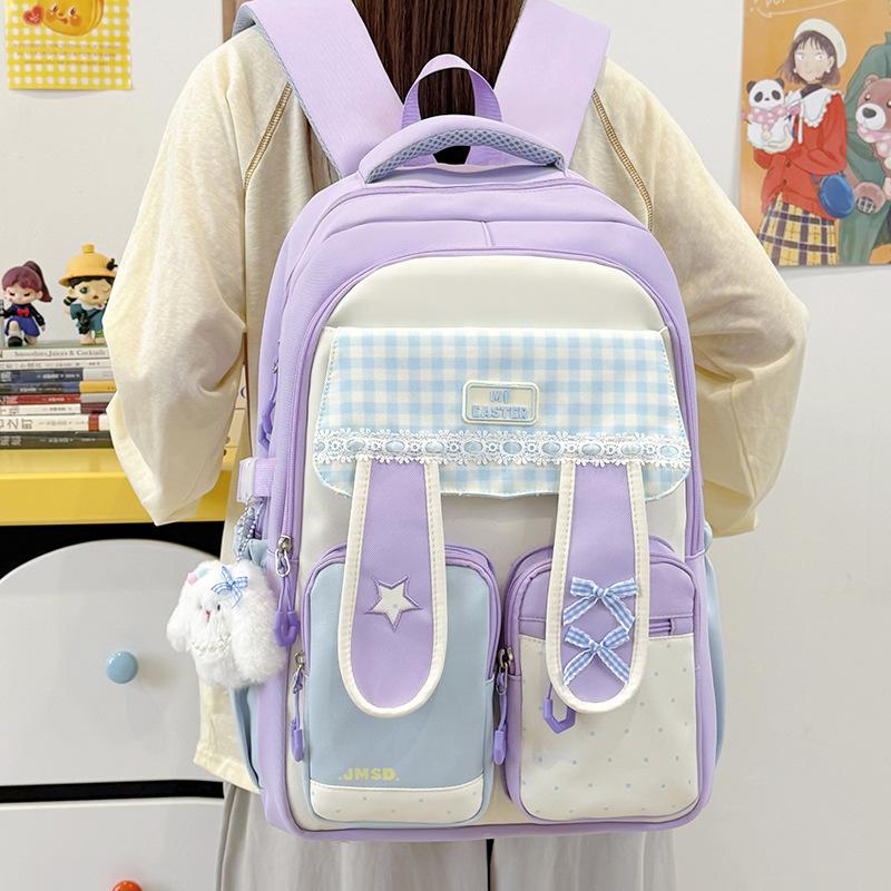 Schoolbag High Value Bow Rabbit Ear Design Student Dopamine Sweet Girl Heart Large Capacity Campus Backpack
