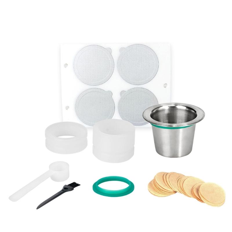 Stainless Steel Reusable Coffee Pod Filter Dishwasher Safe Metal Coffee Basket Filling Tool Filter Paper Replacement