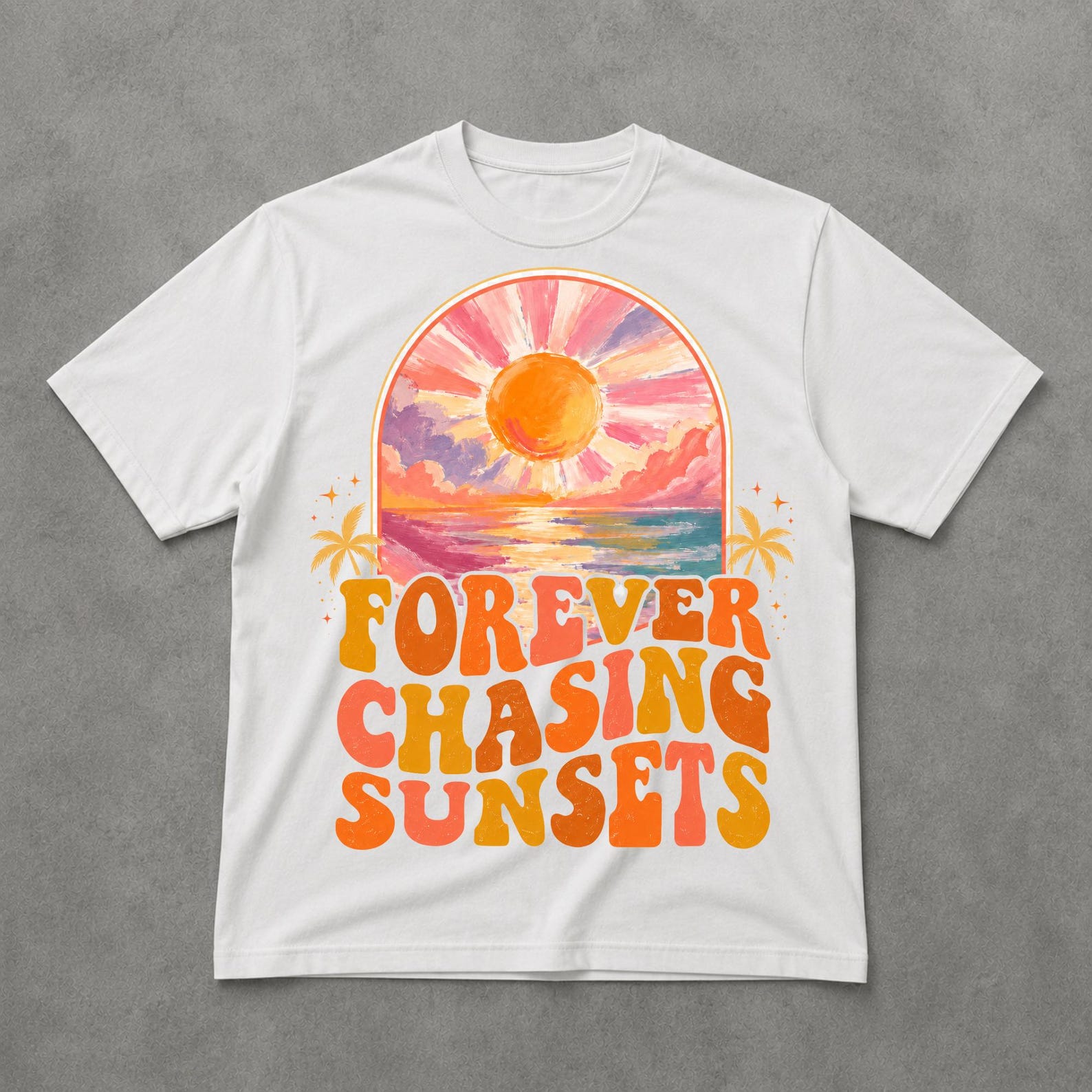 Chasing Sunsets Tee, Boho Beach Vacation Shirt, Summer Aesthetic Graphic T Shirt 2XL