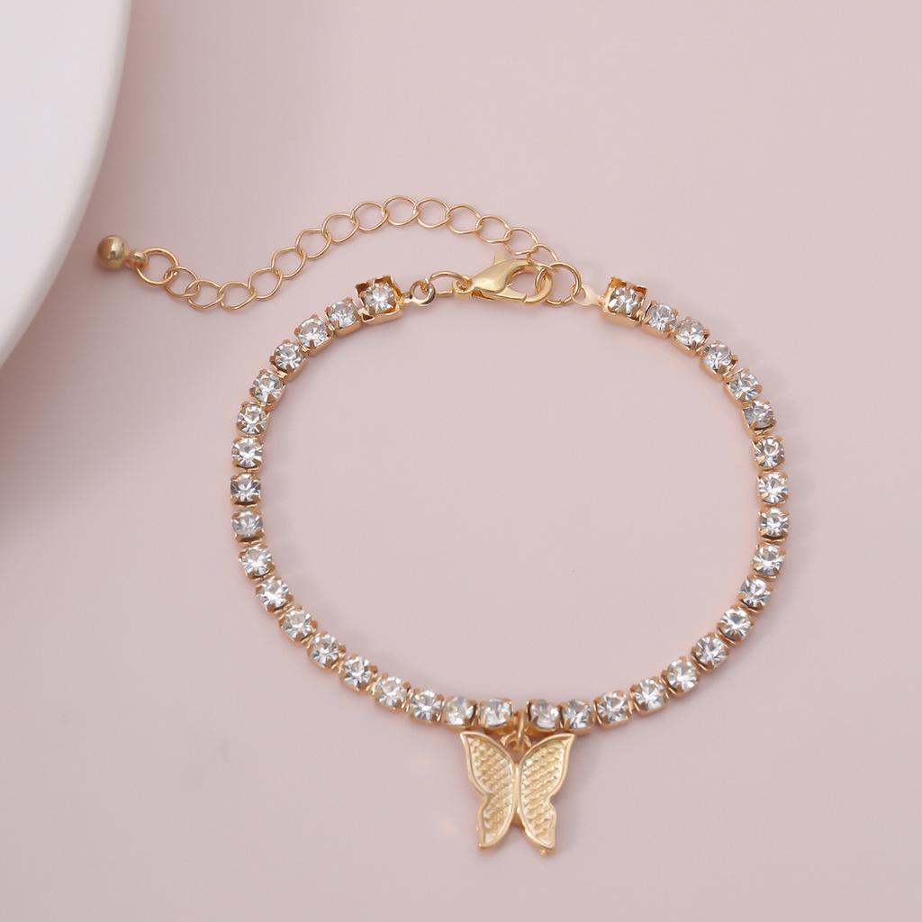 Jewelry, Temperament Super Fairy Retro Collarbone Chain Necklace, Simple Single-Layer Diamond-Encrusted Butterfly Necklace For Women