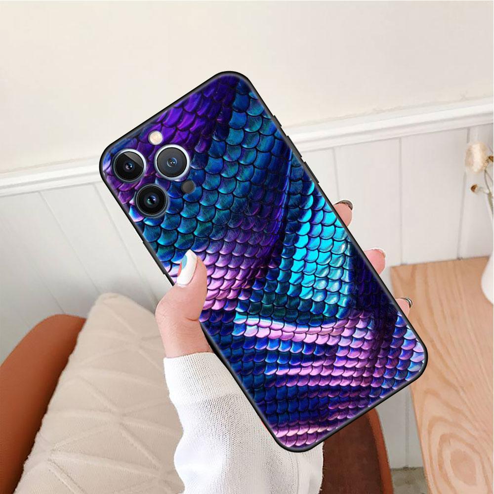 Etui Case Dla Apple iPhone 14 11 13 7 12 Pro 7 XR XS Max 8 Plus 6 14Pro 13Mini Czarne Miękkie Etui na Telefon Wzór Skóry Węża Zwierzęcy