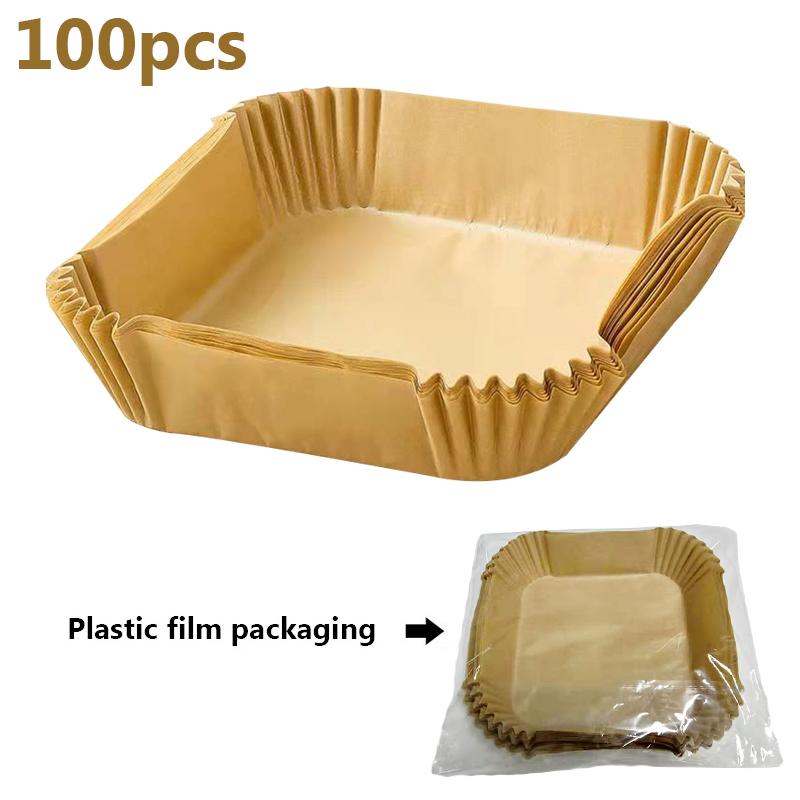 Einweg-Papiereinlage für die Heißluftfritteuse, Antihaft-Matte, Dampfgarer, quadratische Papierbackmatten, Küchen-Heißluftfritteusen-Werkzeuge, Backzubehör