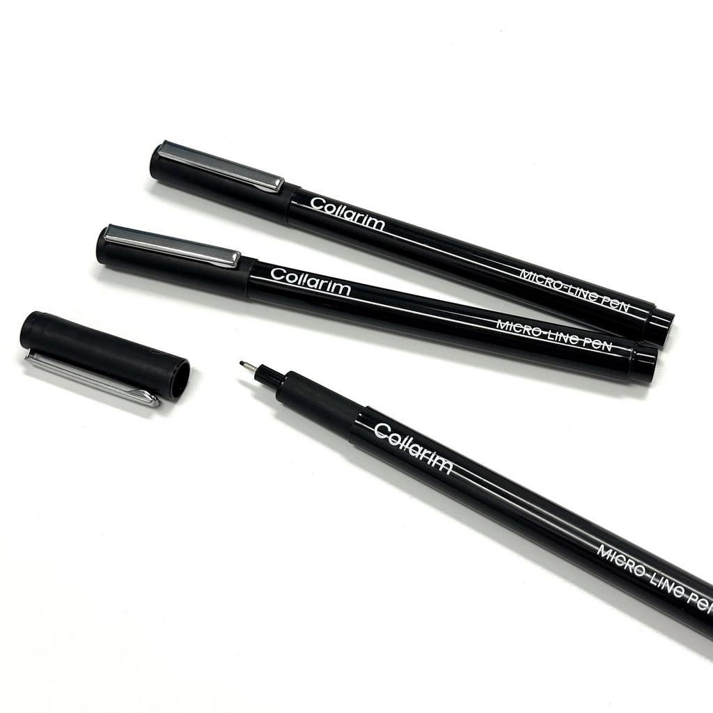 Professional Black Fineliner Pens Set - 6 Pieces (0.1mm To 2.0mm) with Brush Tip - Archival Ink