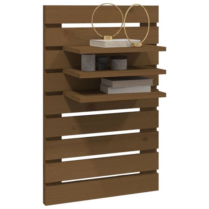 Maison Exclusive - Étagères de chevet murales 2 pcs Marron miel Bois de pin massif
