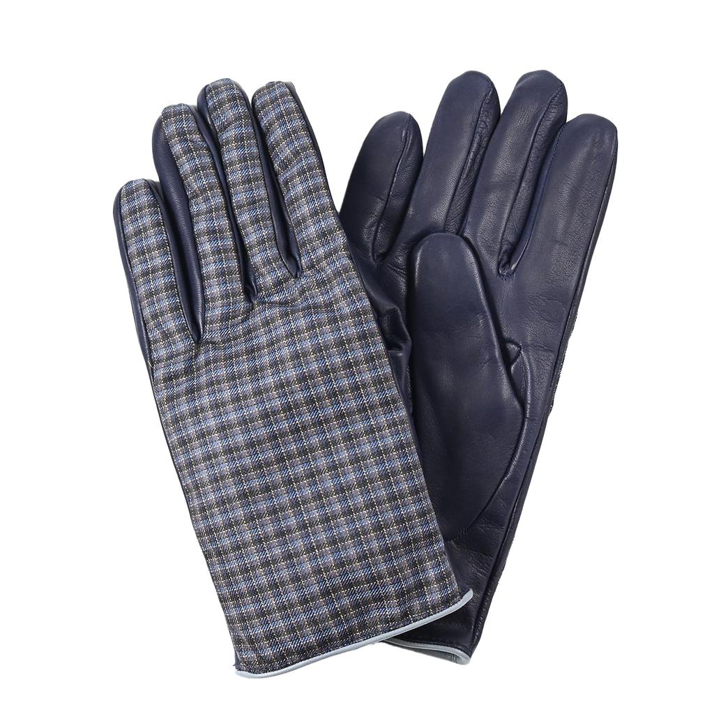 Paul Smith Size 415GL Size 47 L Gloves, Check, Men's, Navy/Gray, L02122, (Used)