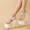 Liyke Black White Women Sexy 17CM Transparent Sandals Fashion Open Toe Buckle Strap Platform High Heels Stripper Pole Dance Shoe