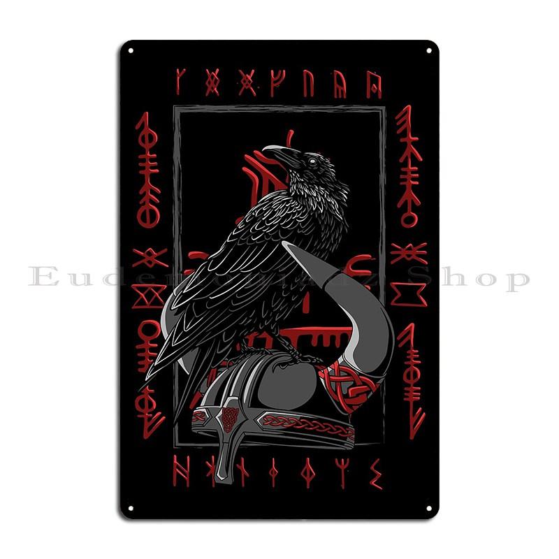 

Один Ворон Викинг Валькнут Ворон Одина Валькнут Водан Викинг Нордический Металл Создать Настенный Дизайн Таблички Бар Пещера Жестяная Табличка Постер 20x30cm（7.8x11.8inch）