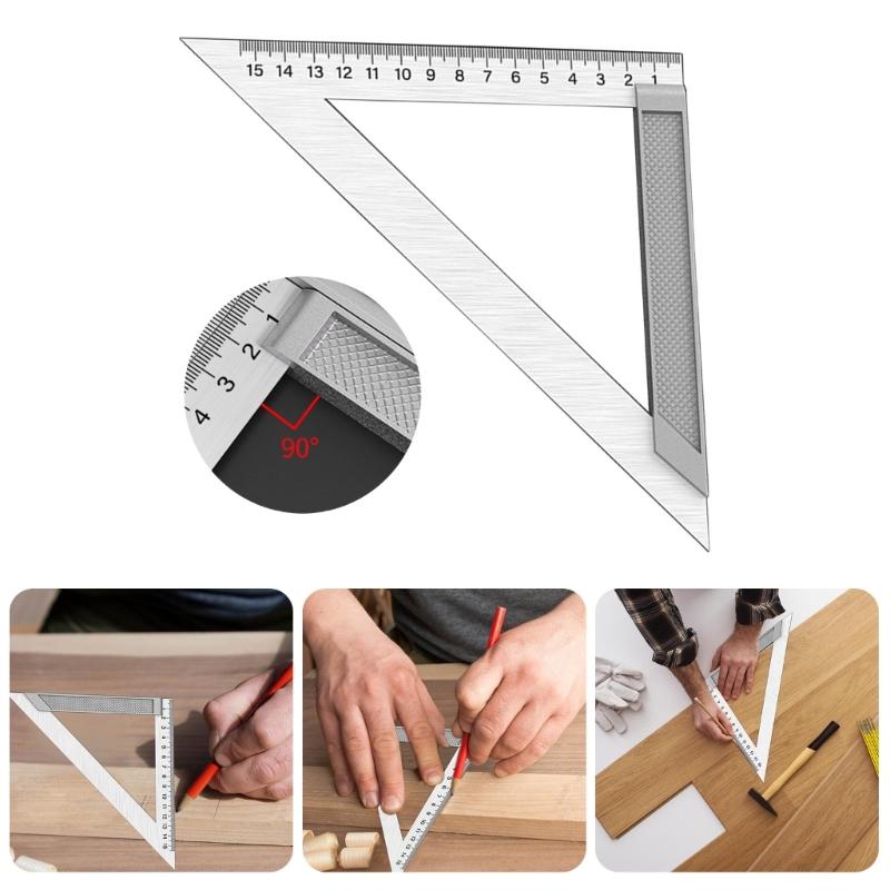Stainless Steel Triangles Ruler 150mm/200mm/300mm Measuring Tool Protractors for Engineers Architects Students Enthusiasts