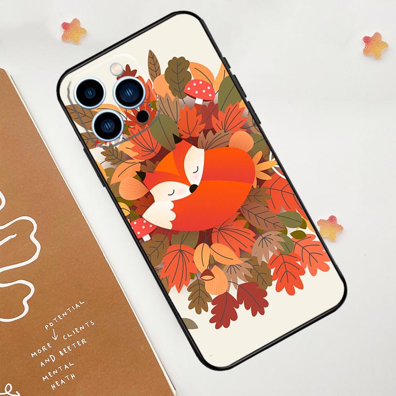 Autumn Leaves Fall Fox Phone Case For iPhone 17 Pro Max 11 14 15 16 Pro Max 12 13 mini 16 Plus 16e 17 Air Funda