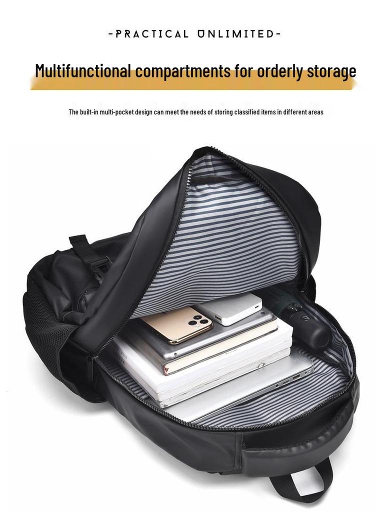 Men's Large Capacity Multifunctional Business Backpack - Nylon, Simple Design for Commuting