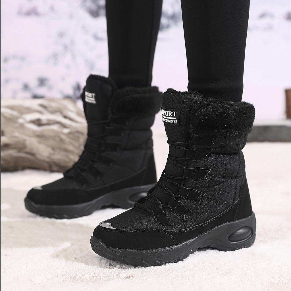 Dame Støvletter Vinter Hold Varm Kvalitet Midt-legg Snøstøvler Damer Snøring Komfortable Vanntette Ankelstøvletter Chaussures Femme