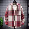 2026 new men's fashion polished plaid long-sleeved shirt youth casual long-sleeved shirt jacket