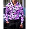 Men's Floral Printed Long Sleeved Lapel Shirt, European and American Nightclub Party Trend Casual Floral Shirt