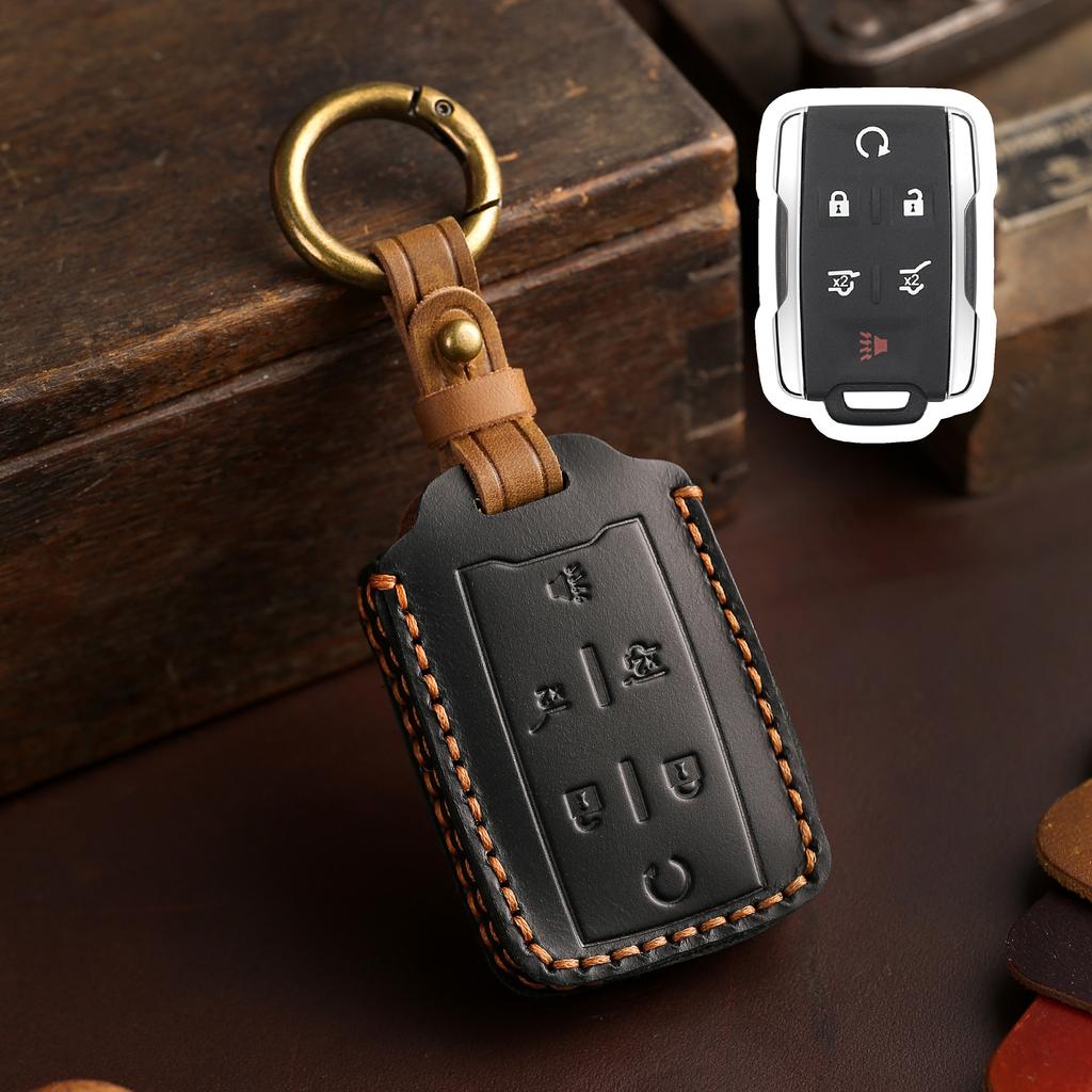 Special key cover for Chevrolet General GMC first layer cowhide handmade genuine leather car keychain