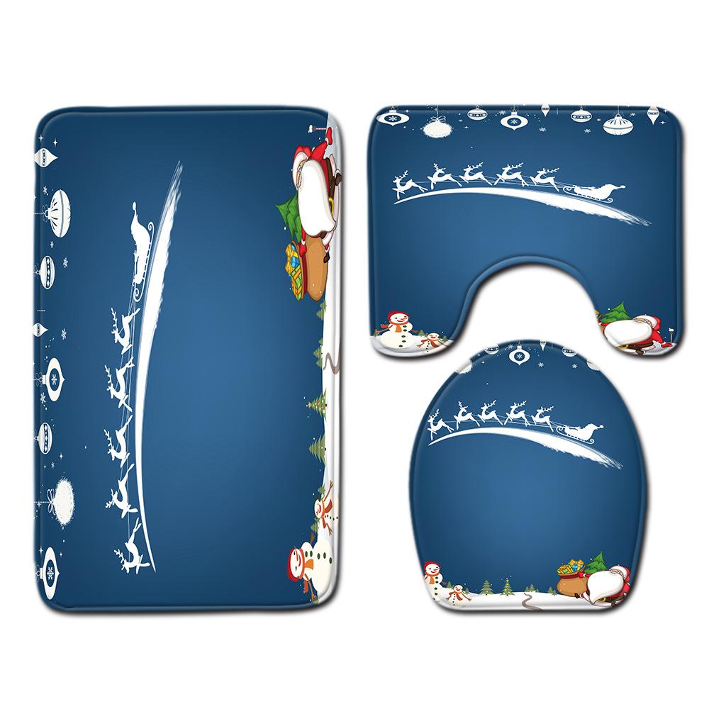 Christmas Bathroom Floor Mat Toilet Three-Piece Set