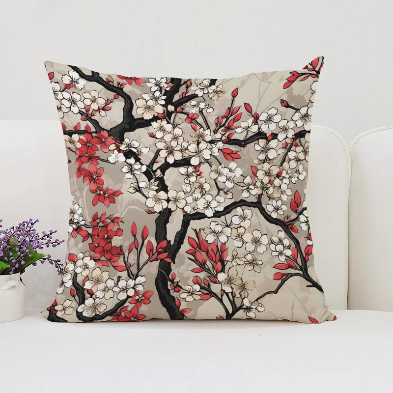 Cushion Covers for Decorative Cushions Japanese Cherry Blossom Pillowcases for Pillows 45x45 Luxury Cushion Cover Pillow Cases