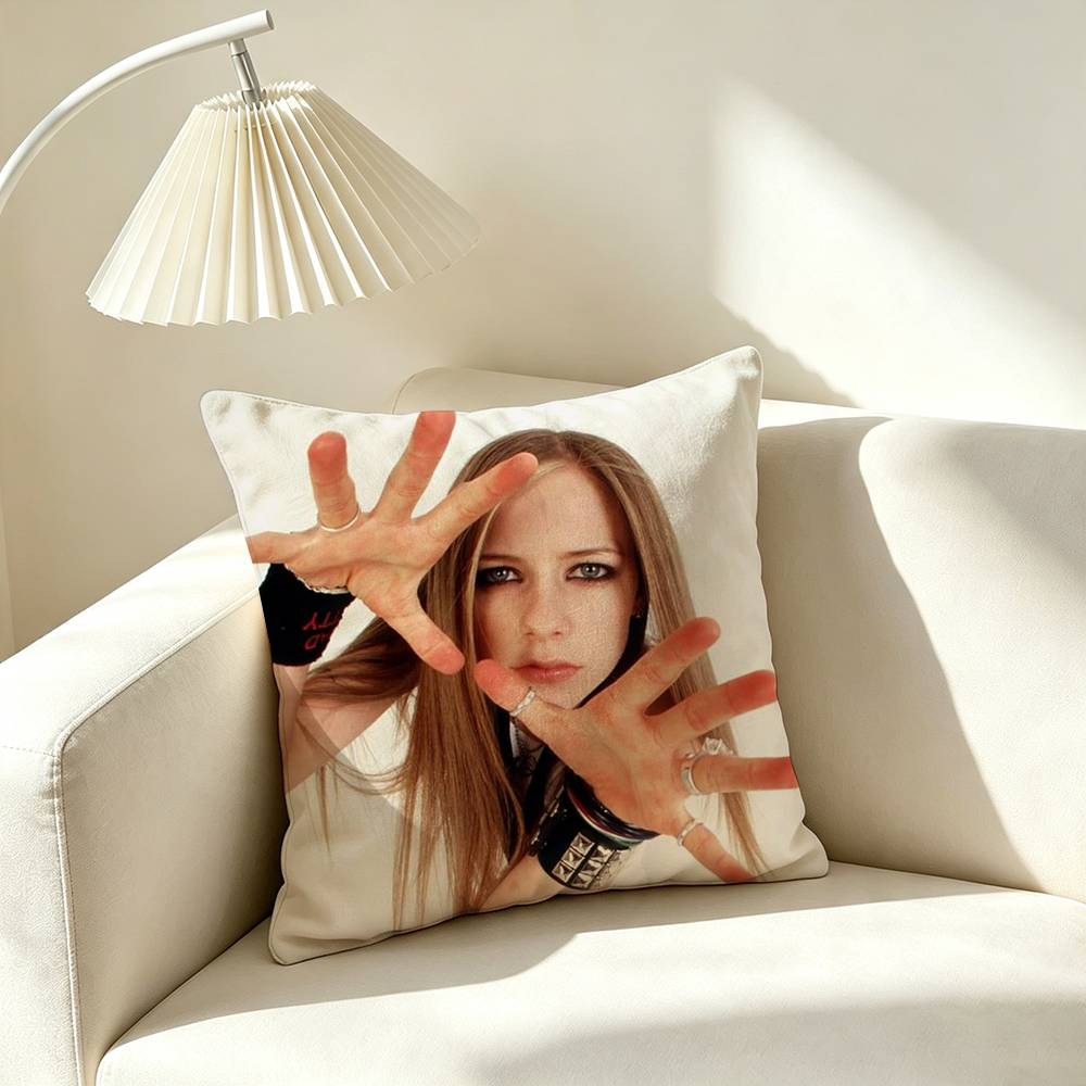 A-Avril lavigne Punk Icon Square Double-Sided printed Pillow Case Bedroom Bedside Pillow Sofa Cushion Cover