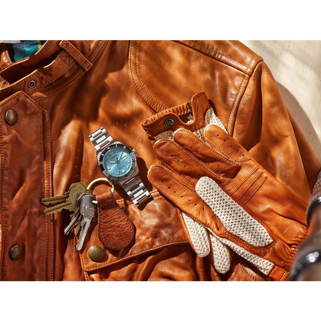 Citizen Automatic Stainless Steel Analog Watch with Light Blue Black and Silver Three Silver Band Men's Dial, Bezel, Hands, Day/Date (Model