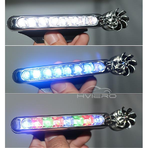 Auto Wiring Wind Power Grille Car Turn Signal Fog Warning Light White Blue Colorful Fan Rotation Daytime Running Lamp Decoration