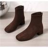 Fashion Winter Faux Suede Short Women Ankle Boots Fashion Square Toe Short Booties Ladies Elegant Mid Heel Booties Classics Office Shoes