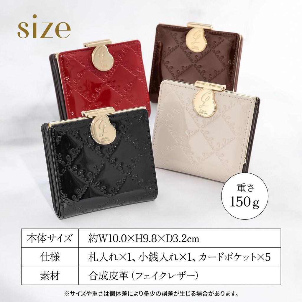 Clelia Bifold Wallet with Clasp Compact Vertical Card Luce Series Women's Closure, Enamel, Design, Pockets, [CL-15711] (Cappuccino)