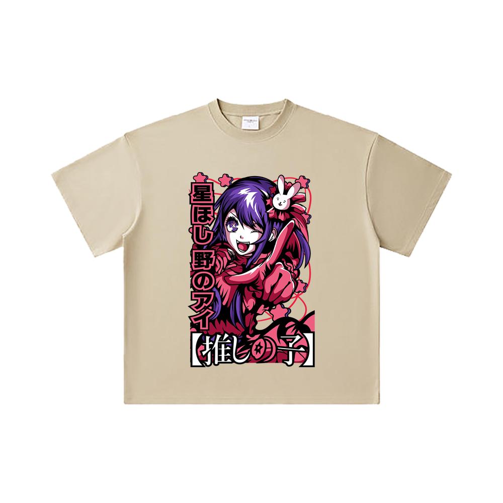 260 GSM Double Yarn 32 Count 100% Cotton Oshi No Ko V2 Print Unisex Heavy Cotton T Shirt